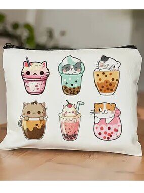 Bubble Tea Kitty Makeup Bag